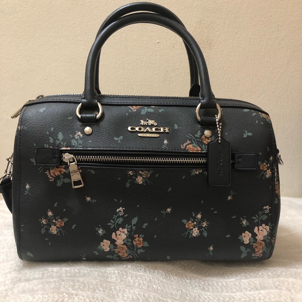 Coach Rowan satchel black floral
